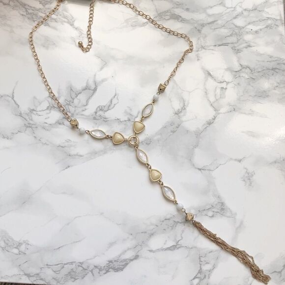 2/$30 Yellow White Gold Chain Necklace Earring Set - Picture 1 of 3